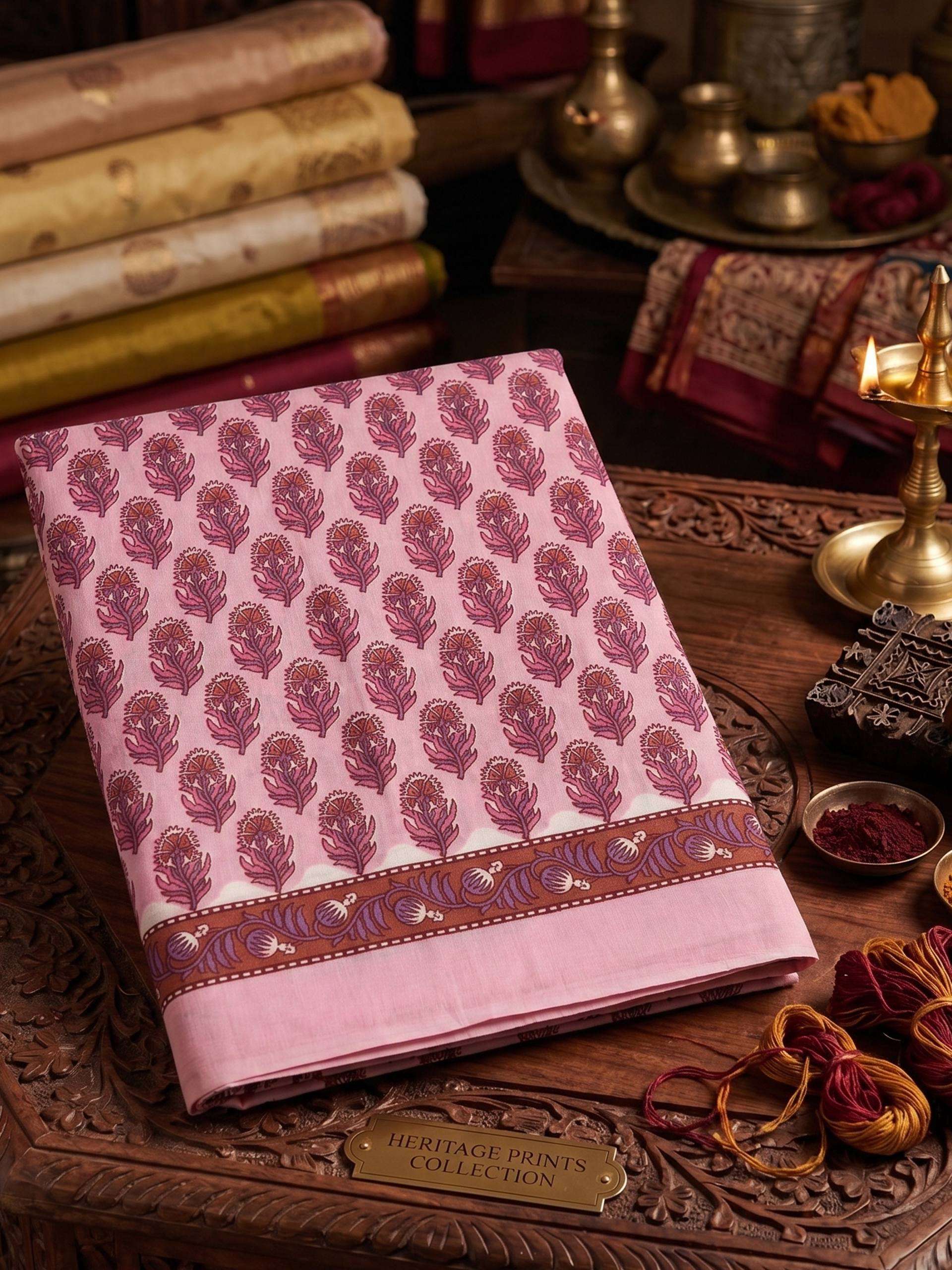 THE HERITAGE PRINTS COLLECTION IS NOW OUT CRAFTED FROM PREMIUM PURE COTTON SAREE BEST RATE